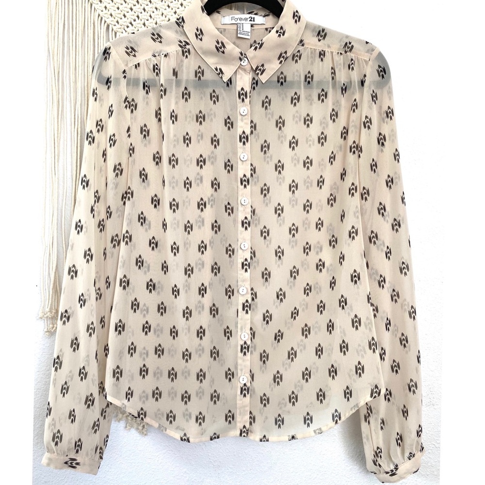 Forever 21 Sheer Long-sleeve Blouse